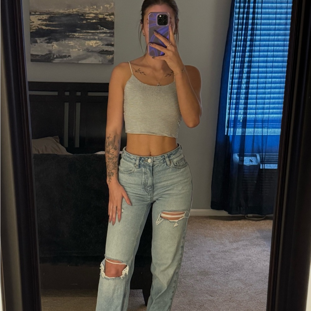 PacSun Striped Crop Top - Black and White